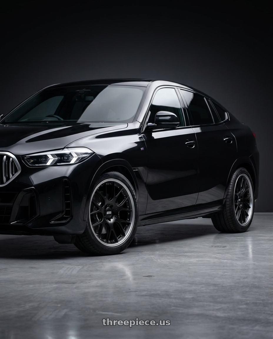 2025 BMW x6 40i black with BBS CH-RII 5x120 22x10.5 +30 Satin Black Center Platinum Lip SS Rim Prot wheels