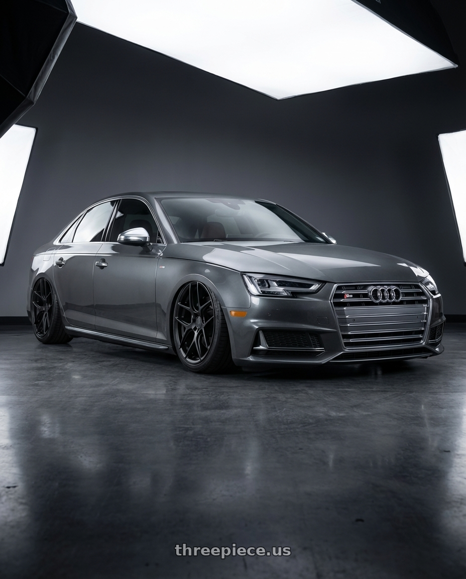 2015 Audi S4 B8.5 with Aodhan AFF2 5x112 19x9.5+35 Matte Black wheels front three quarter view stanced stance