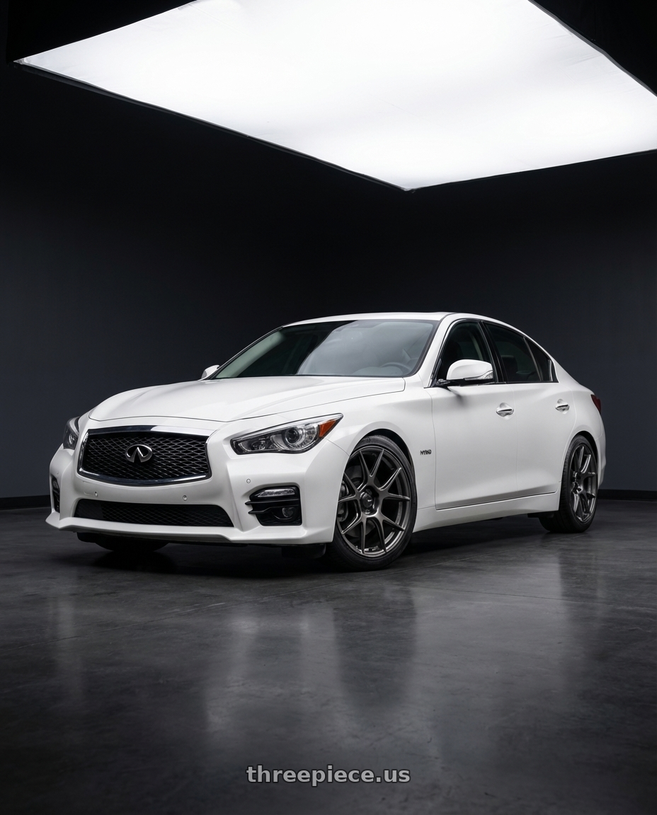 2020 Infiniti Q50 with Konig Ampliform 5x114.3 19x9.5+25 Dark Metallic Graphite wheels