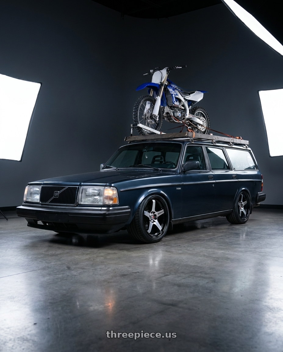 1989 Volvo 245 dl with Spec-1 SPT-31 blank 4x/5x 18x9.5 +42 Gloss Black & Machined wheels