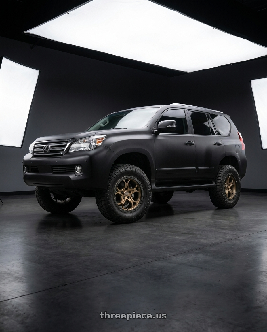 2012 Lexus gx460 with WELD Off-Road Ledge 6x139.7 20x9 0 Satin Bronze / Satin Black wheels