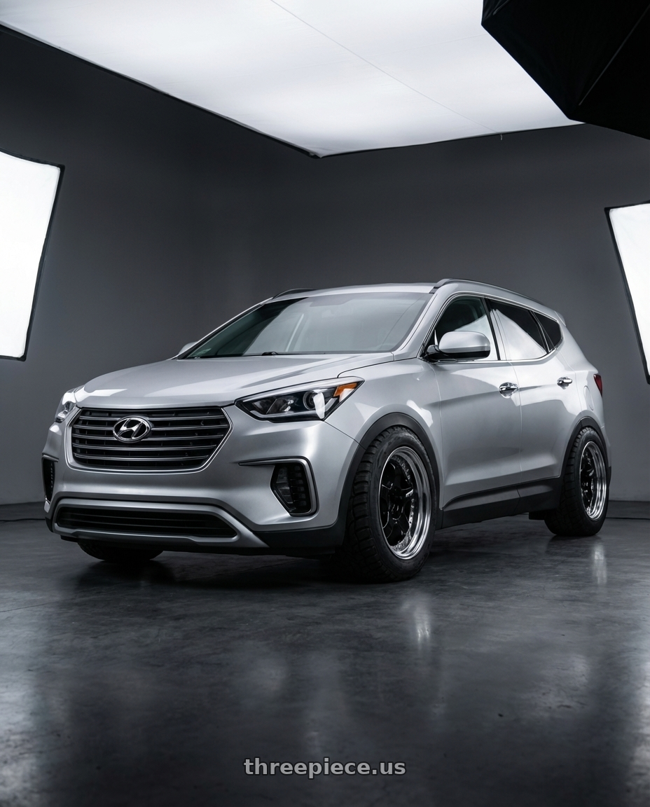 2018 Hyundai Santa Fe Se with Work Meister S1 3P 5x100 18x7+48 A Disk Black wheels
