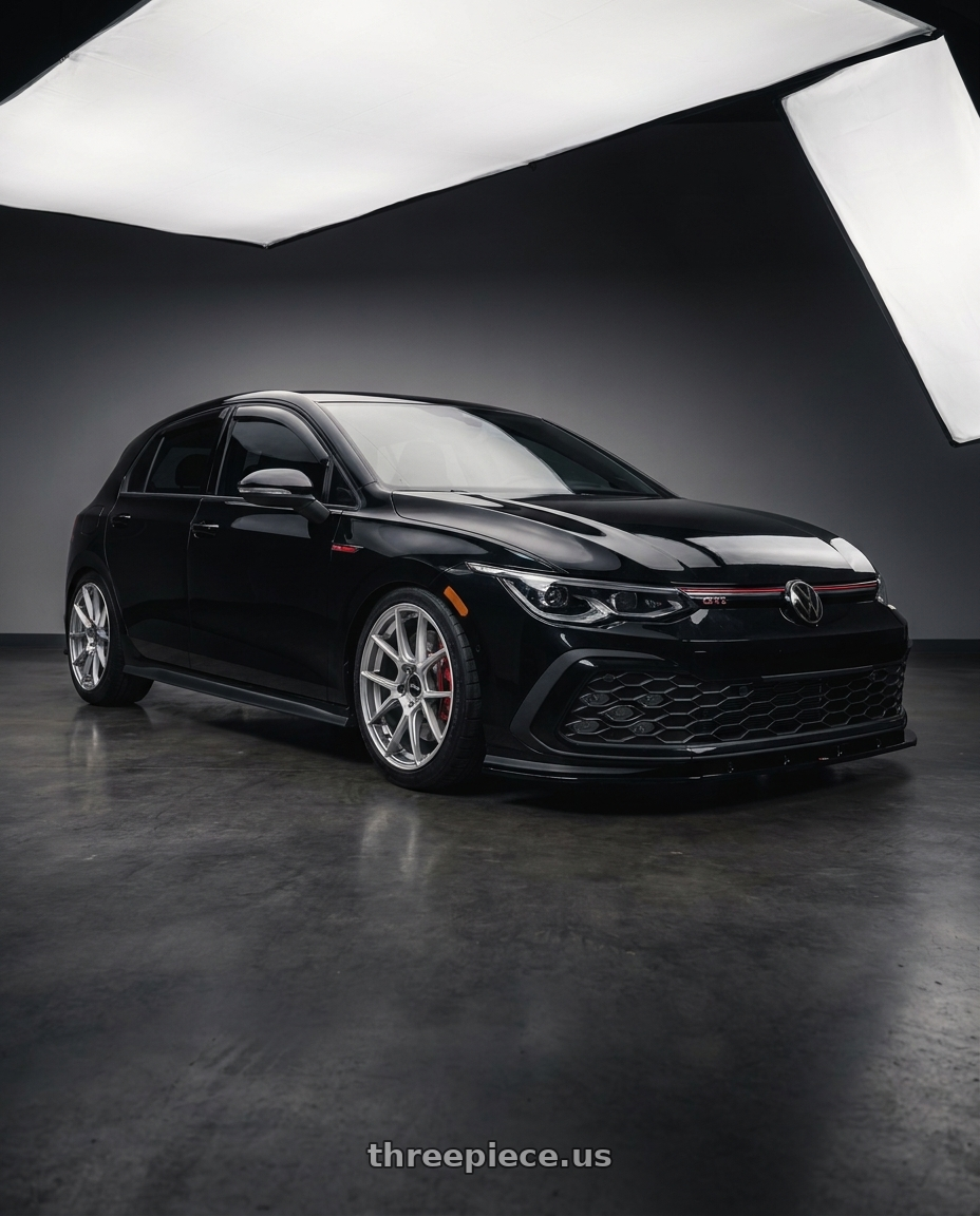 2023 Volkswagen Golf GTI performance with Rotiform RC199 KPR 5X112 19x8.5 +45 SILVER wheels