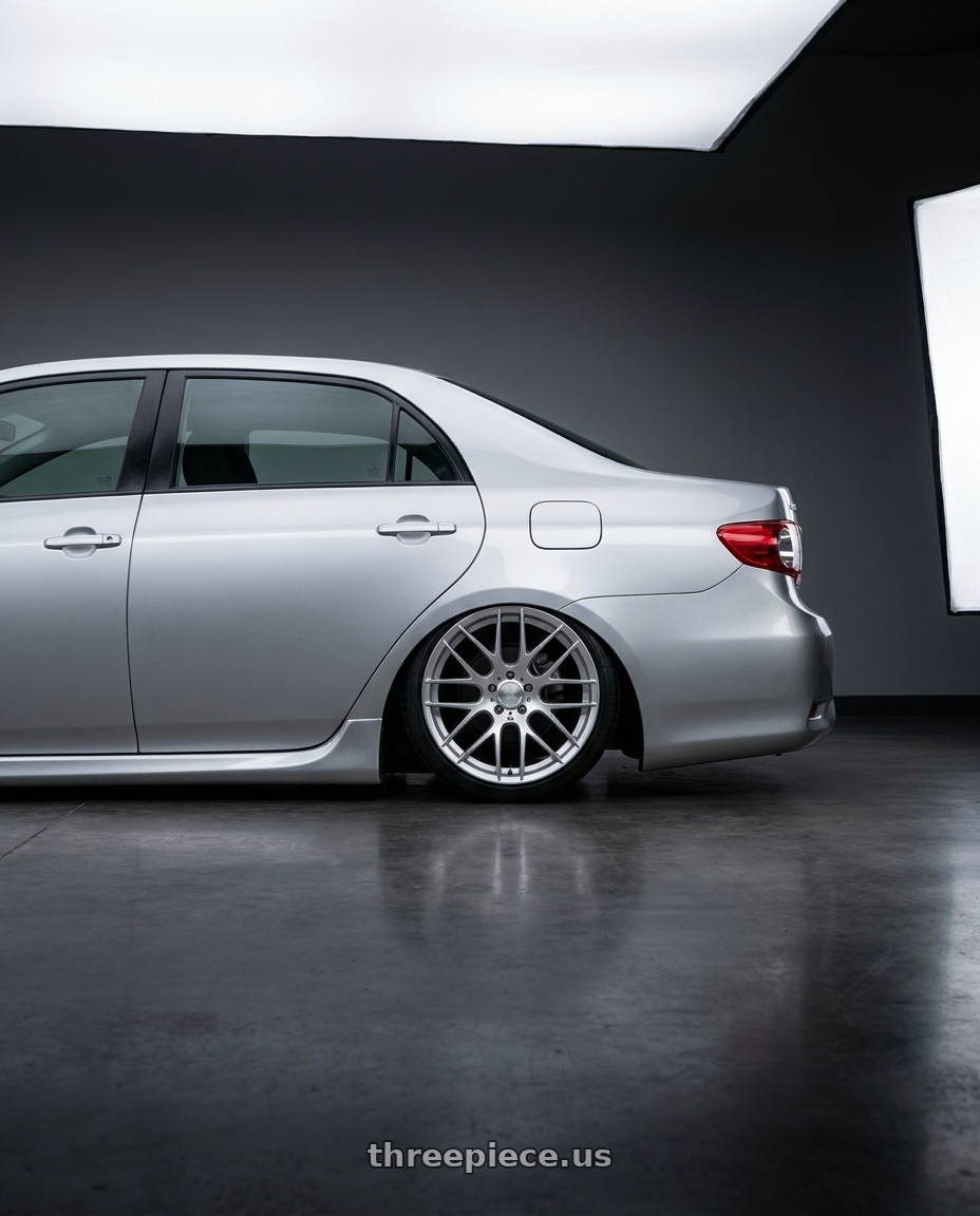 2012 Toyota altis with Avant Garde Wheels M359 5X120 19x9 +18 Hyper Silver wheels rear three quarter view slight stretch tires