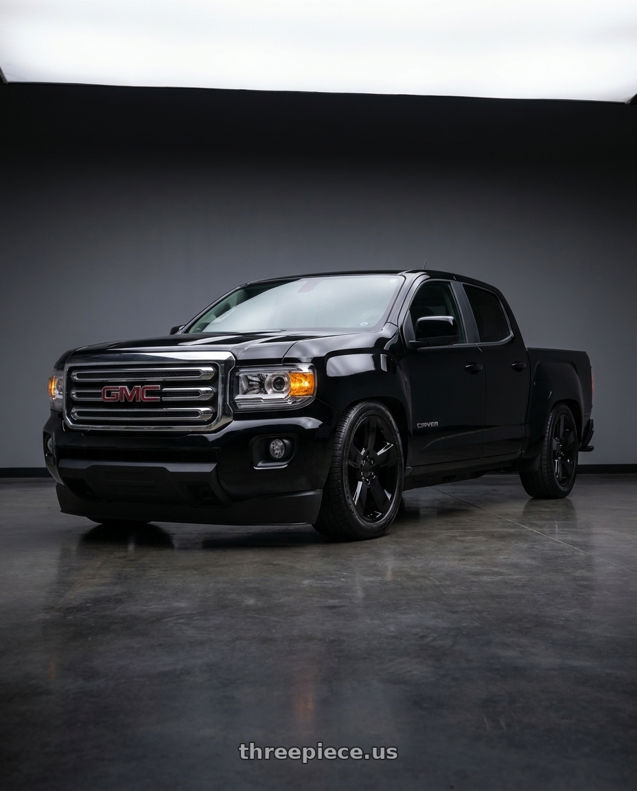 2018 GMC Canyon with OE Wheels CV76 6x139.7 20x9+27 Gloss Black wheels