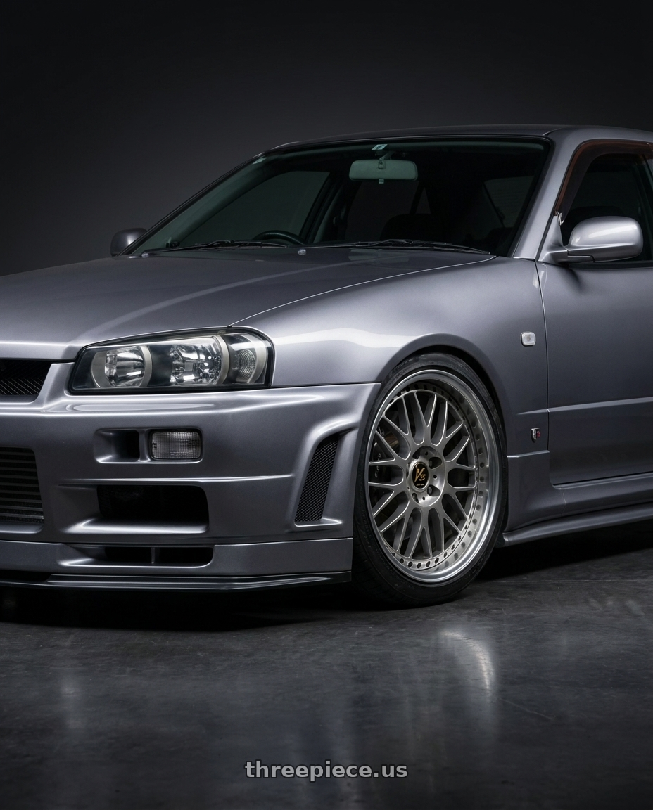 1998 Nissan skyline 25GT Four with Work Vs-Xx 5x100 18x9.5+19 A Disk Light Grey Silver wheels