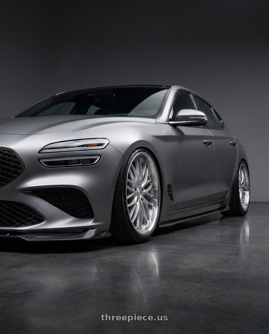 2024 genesis g70 with MRR GT1 5x114.3 20x8.5  +35 Hyper Silver Machine Lip wheels