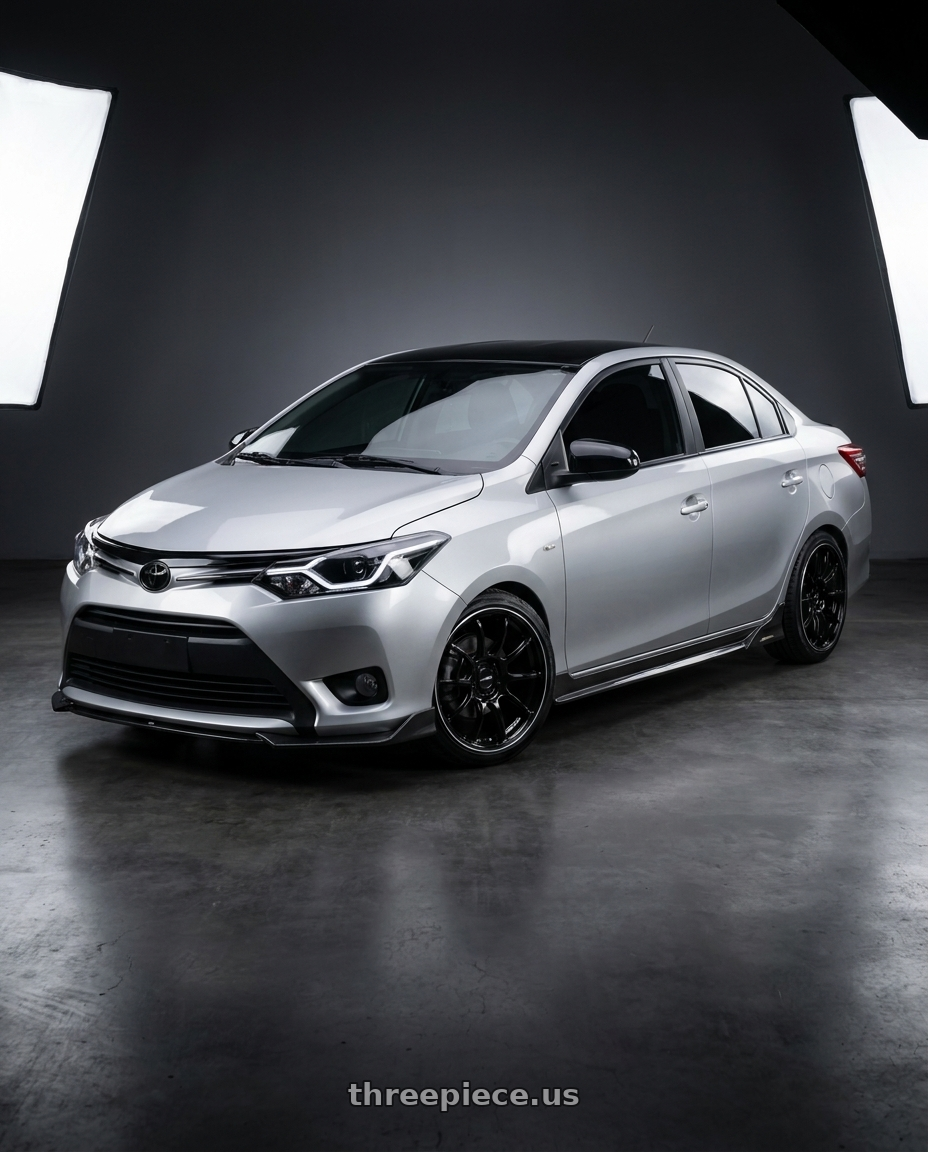 2016 toyota yaris with Advan Racing RZII 4x100 16x5.5 +45 RACING GLOSS BLACK & RING wheels
