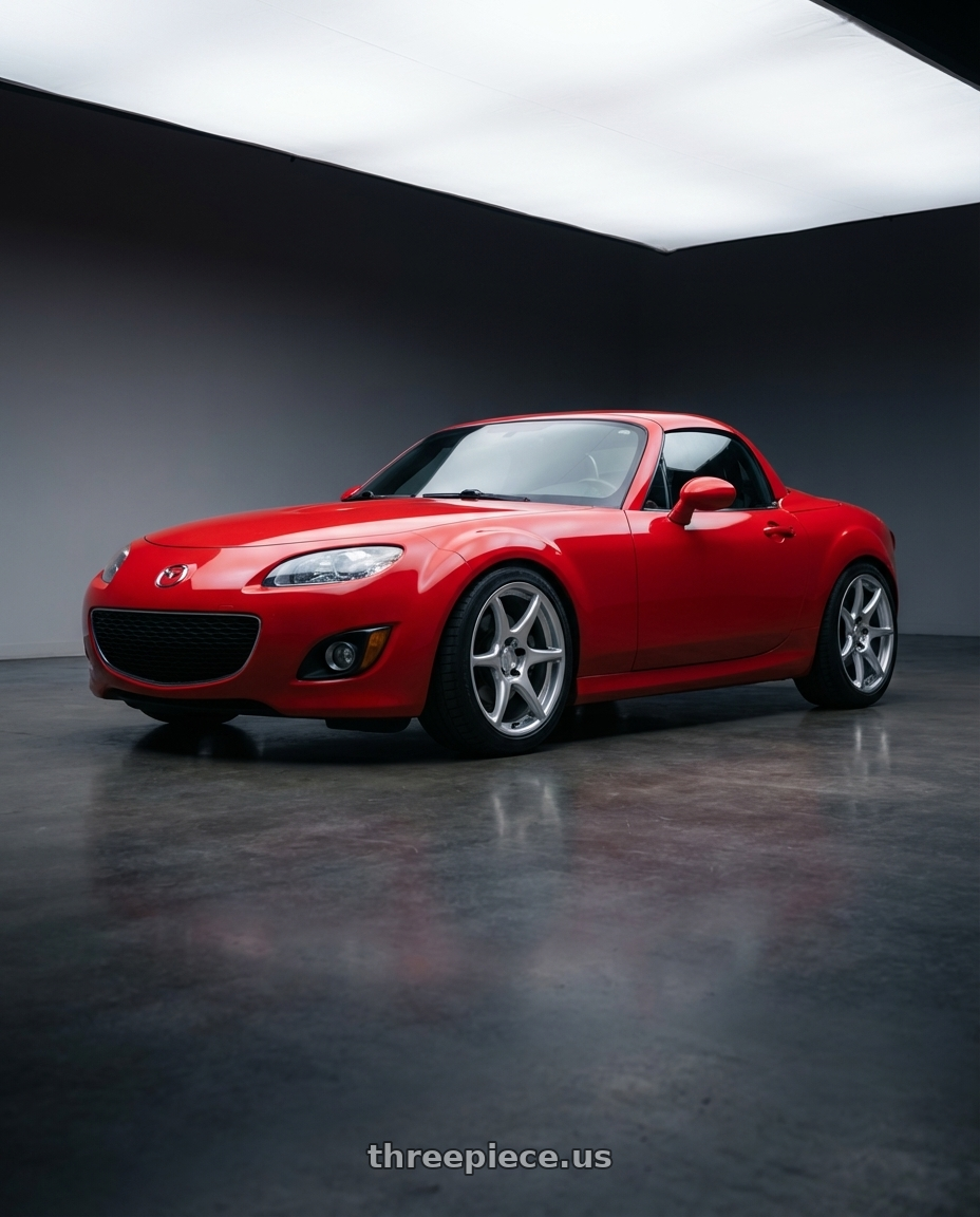 2012 Mazda MX-5 Miata NC with Kansei K11S Tandem 5x114.3 17x9 22 Hyper Silver wheels