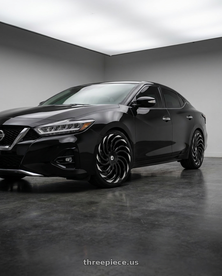 2019 nissan maxima sl black with Azara AZA-534 5x100/5x114.3 18x8 +35 Gloss Black & Machined wheels