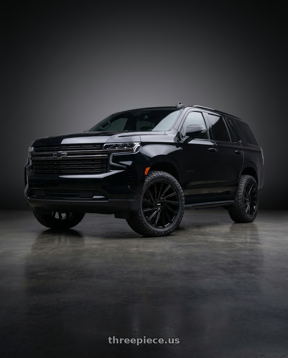 2022 Chevrolet Tahoe RST 6.2 cubic inch engine  with DUB 1PC S267 DIRTY DOG 6X139.7 24X10 +25 GLOSSY BLACK MILLED wheels