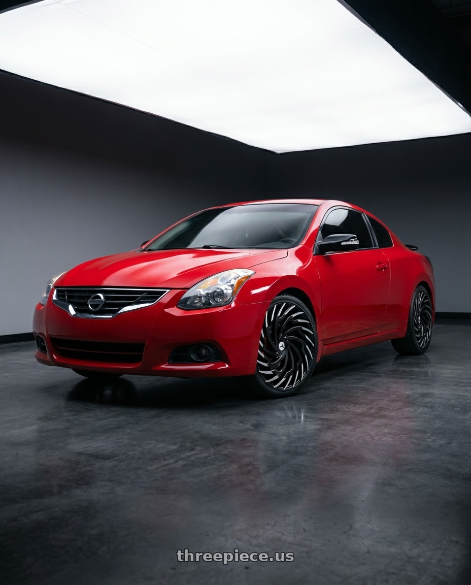 2010 Nissan Altima Coupe with Azara AZA-536 5x114.3/5x120 22x8.5 +38 Gloss Black & Machined wheels
