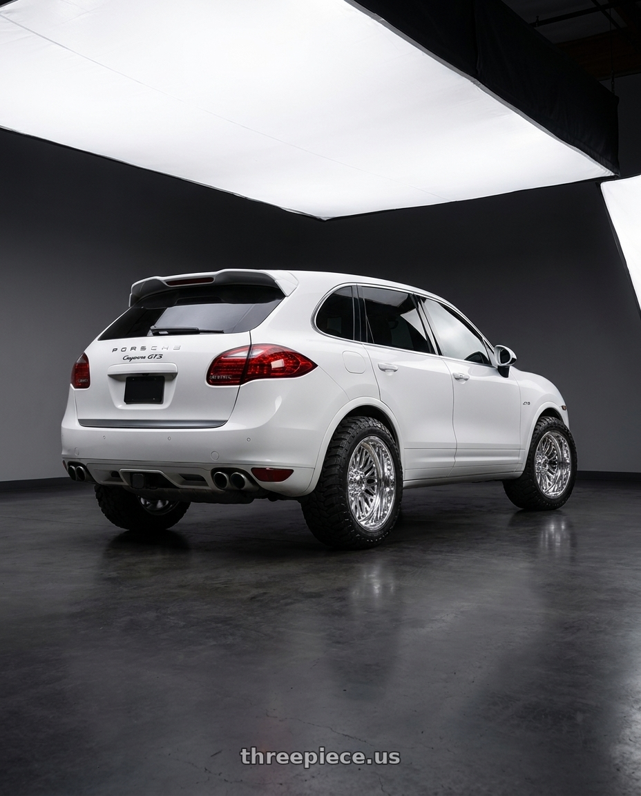 2013 Porsche Cayenne GTS with Fuel Forged FF109 5x150 20x9 +0 POLISHED wheels rear three quarter view meaty tires