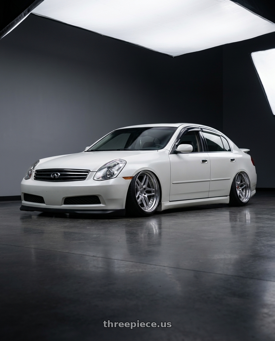 2004 G35 sedan with Heritage Wheel EBISU MonoC 5x114.3 18x11+6 Silver wheels