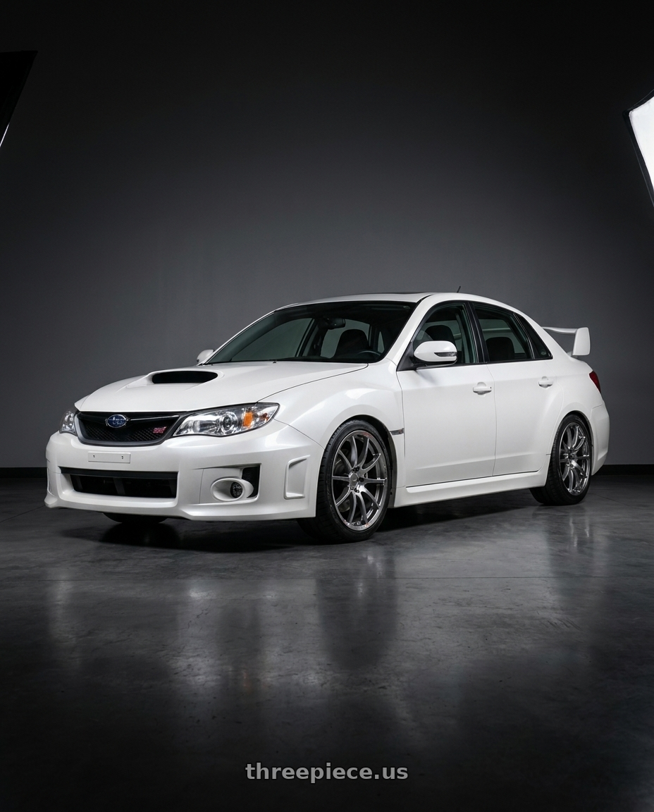2013 Subaru WRX STI with Volk Racing VERSUS VT125S 5x114.3 18x9.5 +38 GRACE SILVER wheels