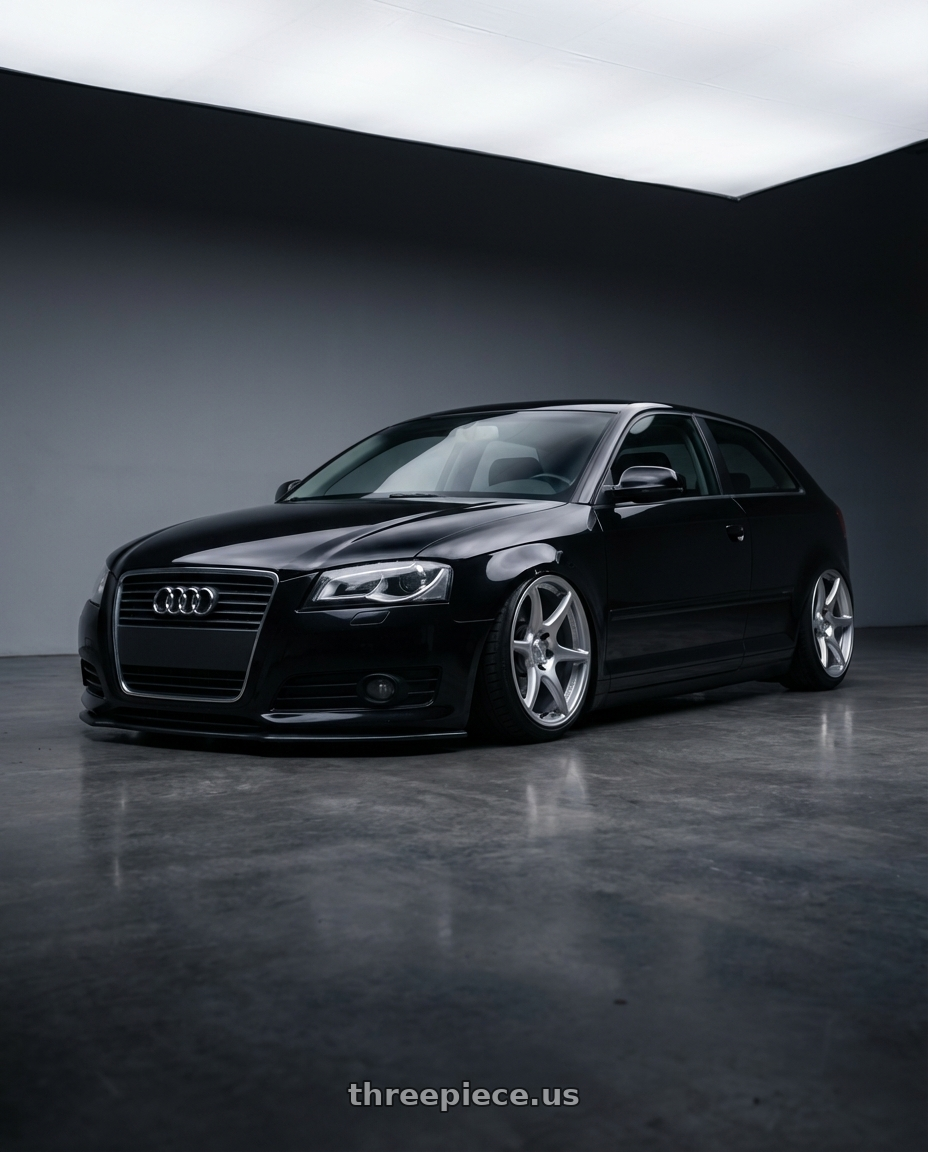 2012 Audi A3 8P with Kansei K11S Tandem 5X112 19x9.5 22 Hyper Silver wheels