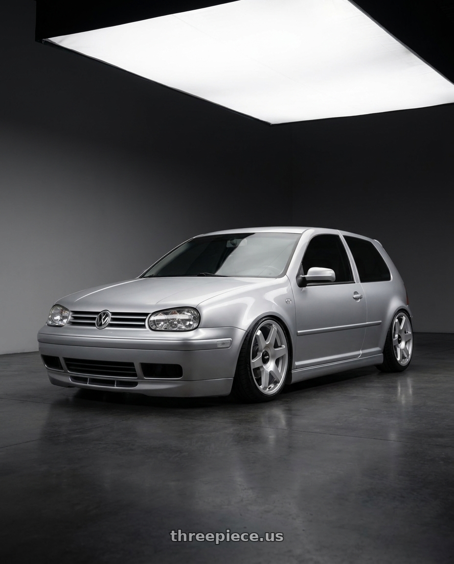 2002 VW GTI with Rotiform 1PC R114 SIX 5X100/5X112 18X8.5 +35 GLOSS SILVER wheels