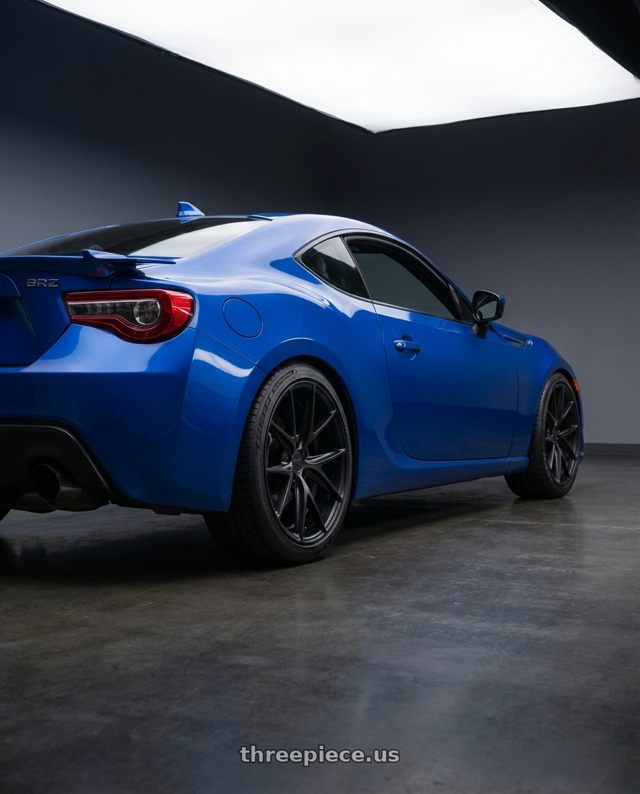 2024 Subaru BRZ with Niche 1PC M117 MISANO 5X114.3 18X9.5 +40 MATTE BLACK wheels rear three quarter view square tires