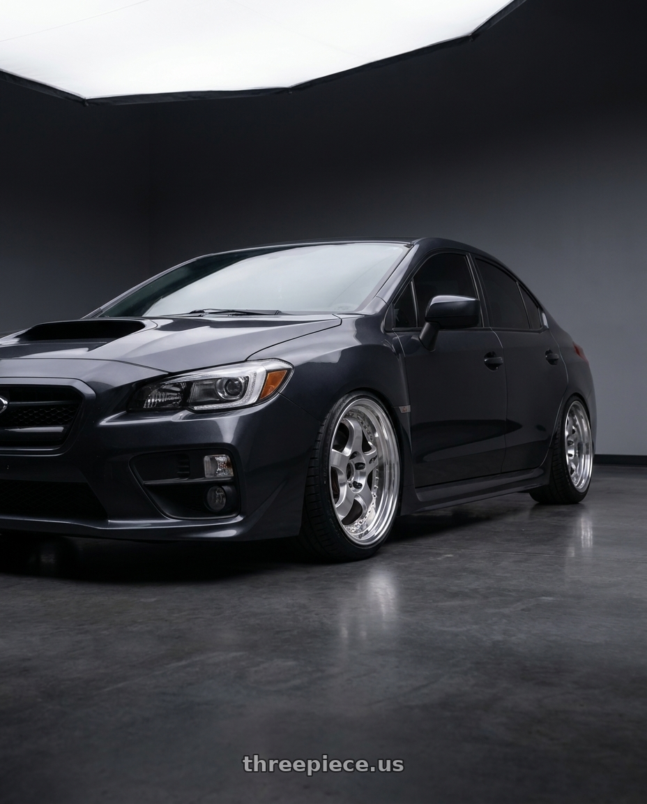 2016 Subaru WRX Dark Grey with Work Meister S1 3P 5x100 19x13.5-28 O Disk Bright Buff Finish wheels