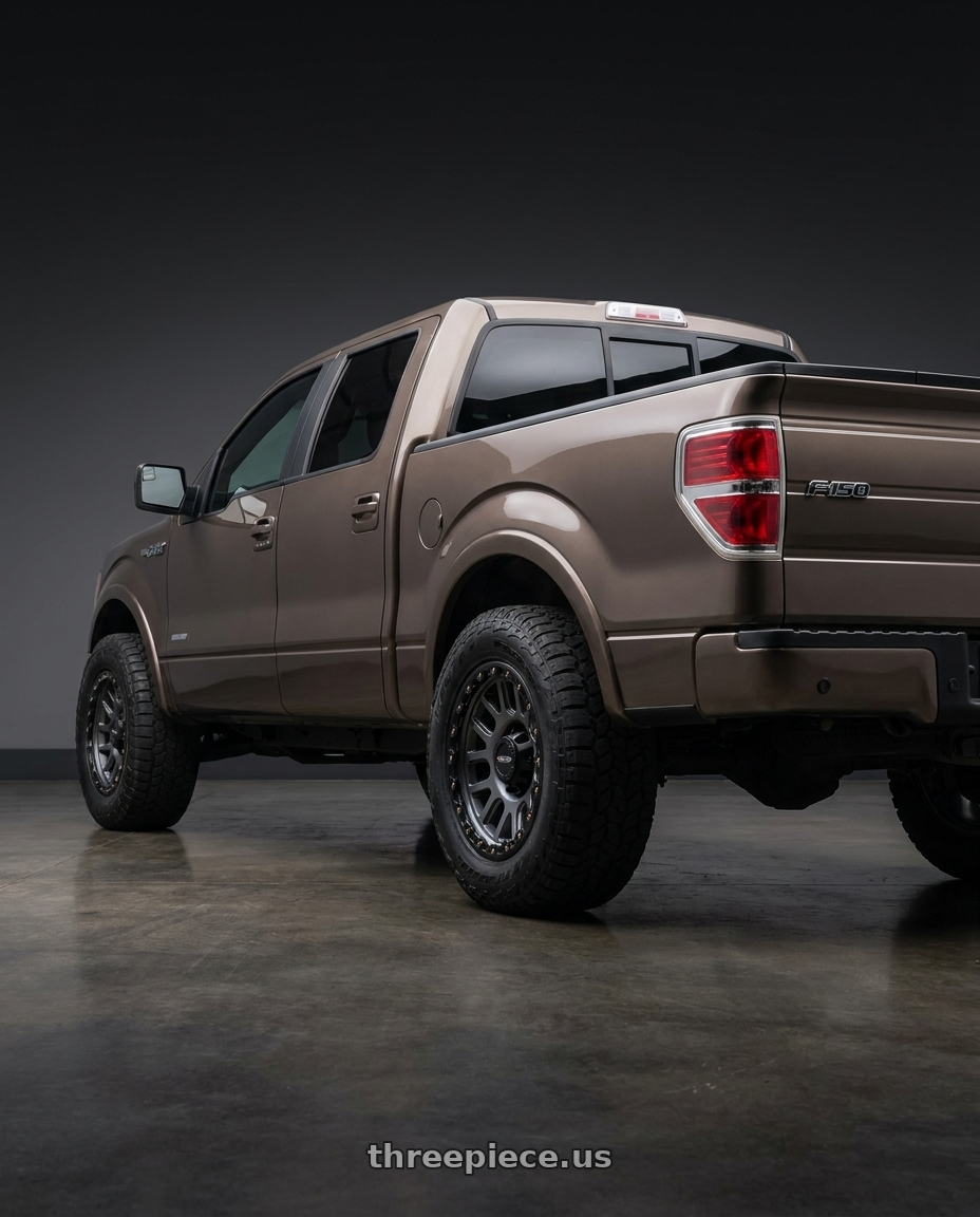 2013 Ford F-150 with Vision Off-Road 111 Nemesis 6x135 20x9+0 Gunmetal wheels rear three quarter view meaty tires
