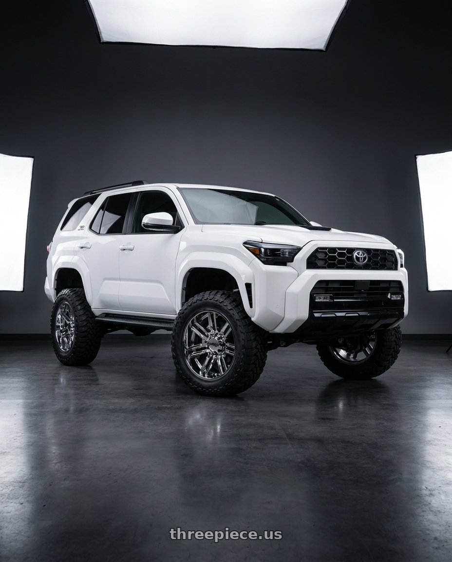2022 Toyota 4Runner with Moto Metal MO202 6X139.7 20X10 -18 CHROME CENTER GLOSS BLACK MILLED LIP wheels