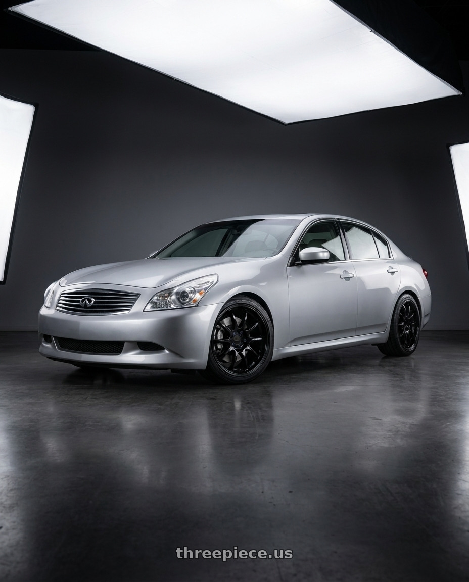 2008 Infiniti g35 sedan with Work Emotion D9r 5x114.3 19x8.5 +30 Black wheels