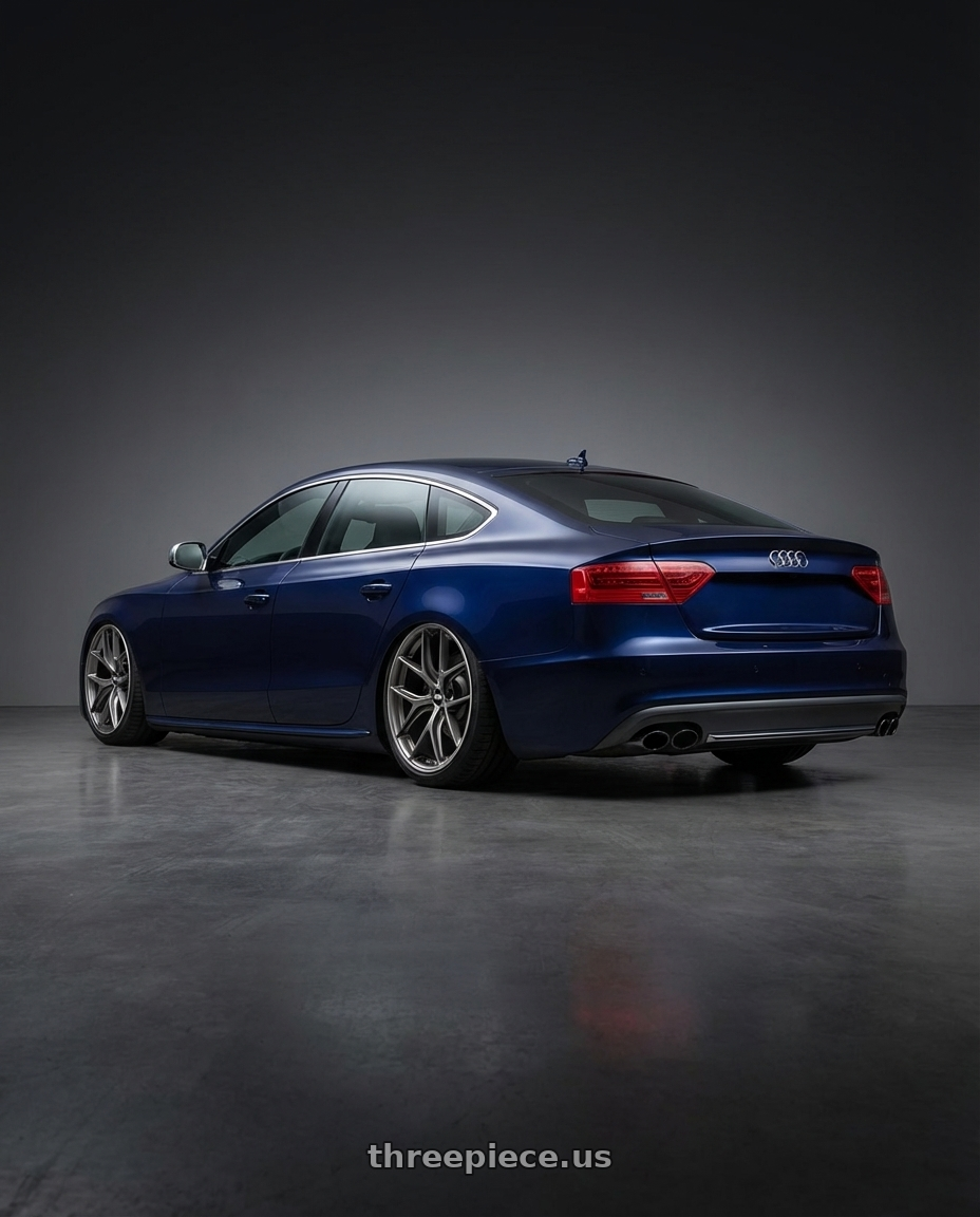 2014 Audi S5 B8 with BBS CC-R 5x112 20x9.0+25 Satin Platinum wheels rear three quarter view slight stretch tires