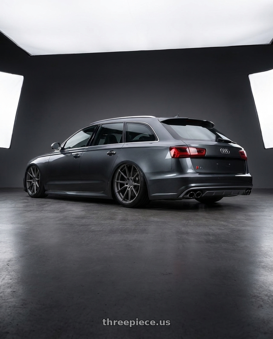 2016 Audi S6 C7 with Niche 1PC M116 MISANO 5X112 20X10.5 +20 MATTE GUN METAL wheels rear three quarter view slight stretch tires