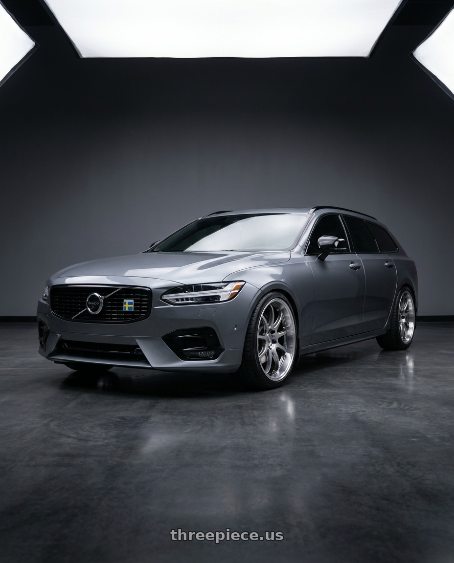 2019 Volvo v90 r-design with Work Emotion D9r 5x108 19x8.5 +30 Gt Silver Rim Cut wheels
