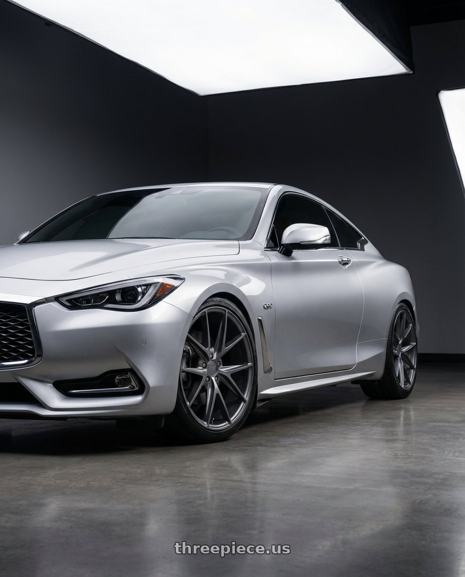 2020 Infiniti Q60 with Niche 1PC M116 MISANO 5X114.3 19X9.5 +35 MATTE GUN METAL wheels
