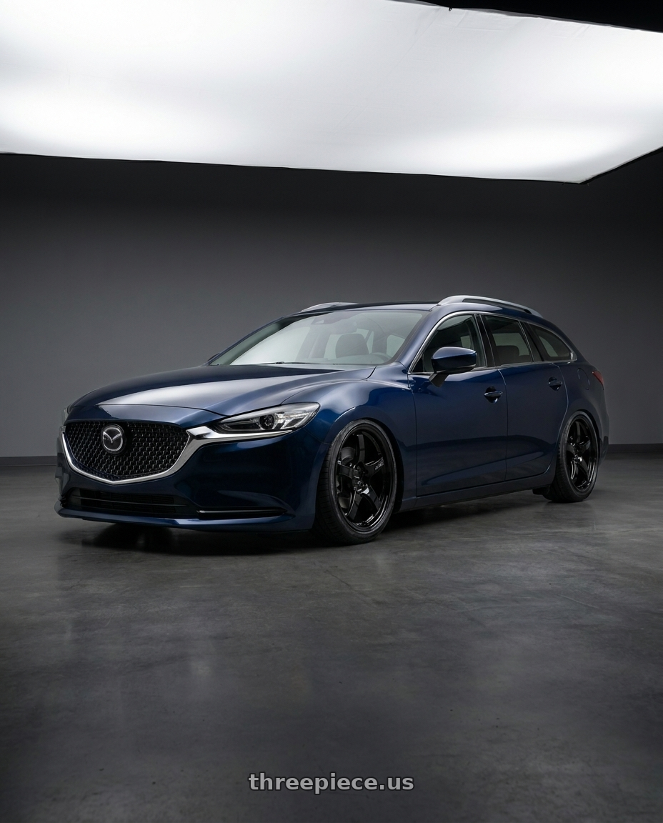 2020 Mazda 6 Wagon with Gram Lights 57CR 5x120 19x9.5+25 Glossy Black wheels
