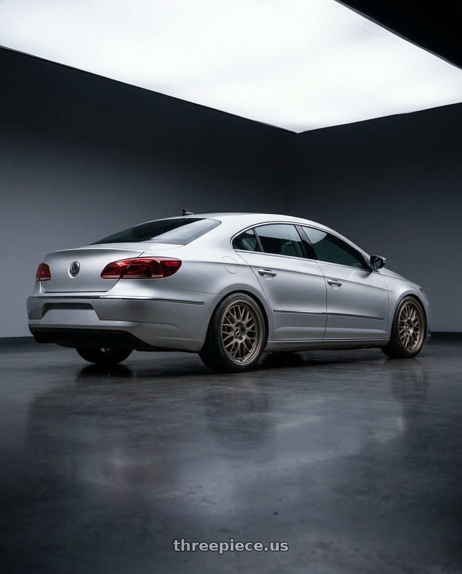 2015 Volkswagen CC with fifteen52 HOLESHOT 5x112 19x8.5 +45 MAGNESIUM GREY (SATIN BRONZE) wheels rear three quarter view square tires