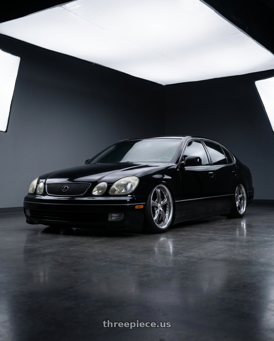 1998 lexus gs300 black with Work Wheels VS-KF 5x114.3 19x9.5+40 Brilliant Silver Black O Disk STEP RIM wheels
