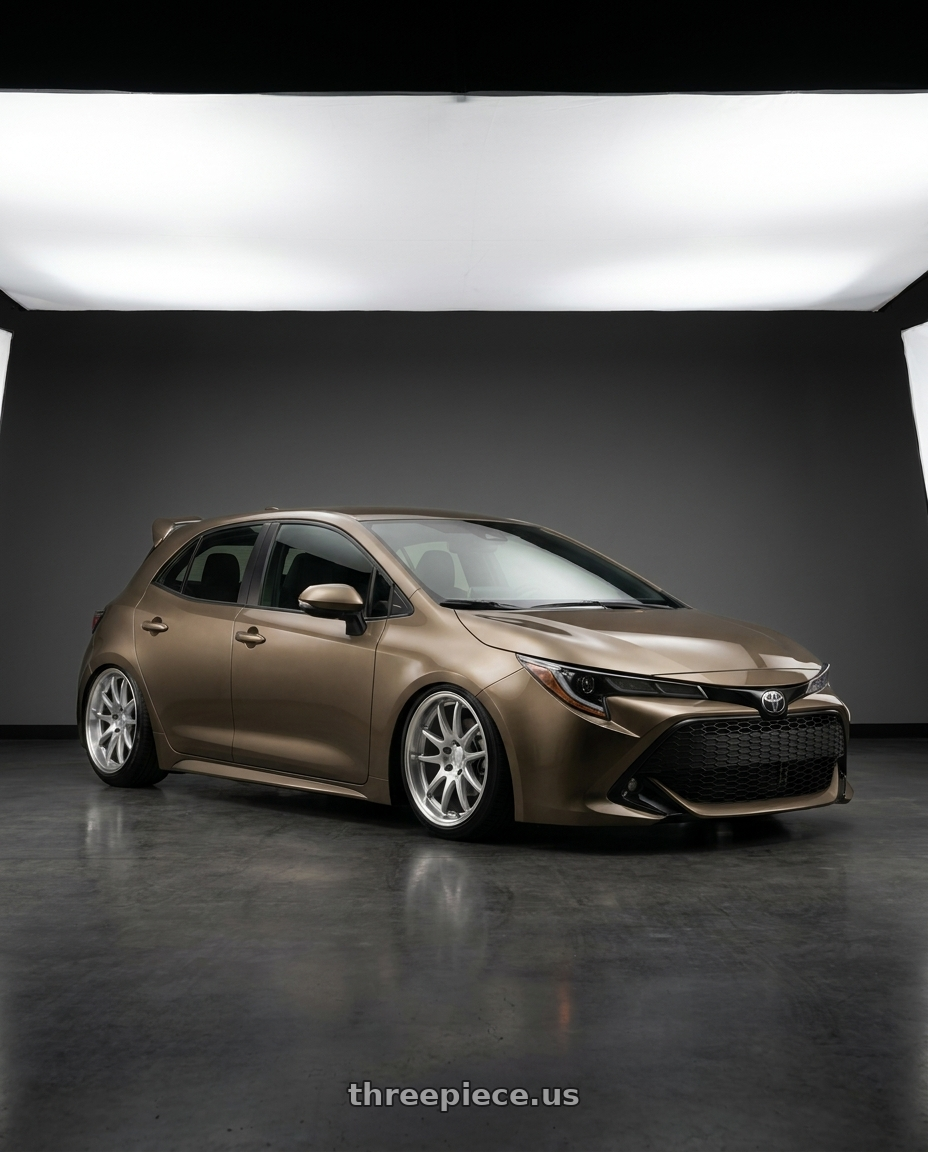 2019 Corolla hatch se oxidize bronze with spoiler with Aodhan DS02 5X100 18x8.5+35 Silver w/Machined Face wheels