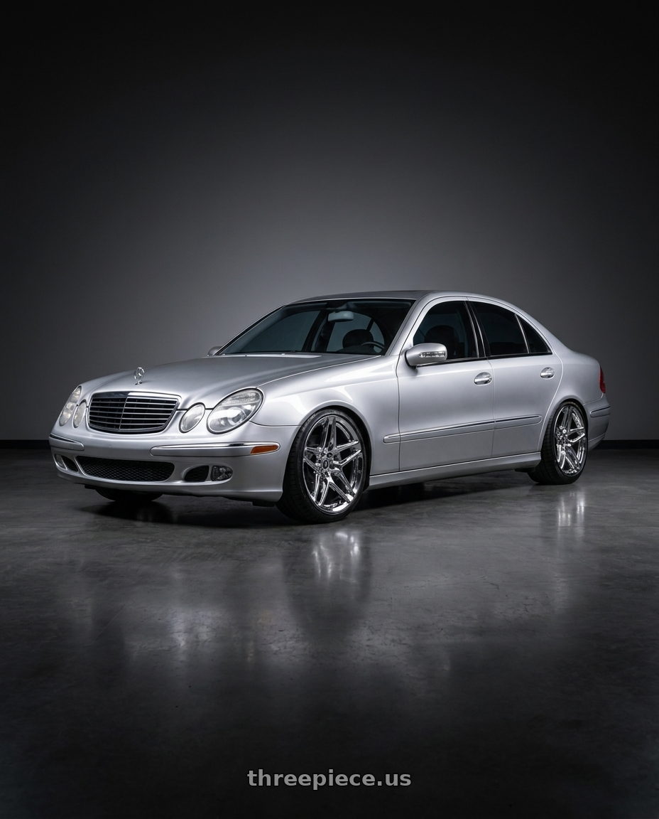 2003 Mercedes Benz E320 Sport with HERITAGE WHEEL EBISU MONOC 5x112 19x8.5 +35 CHROME wheels