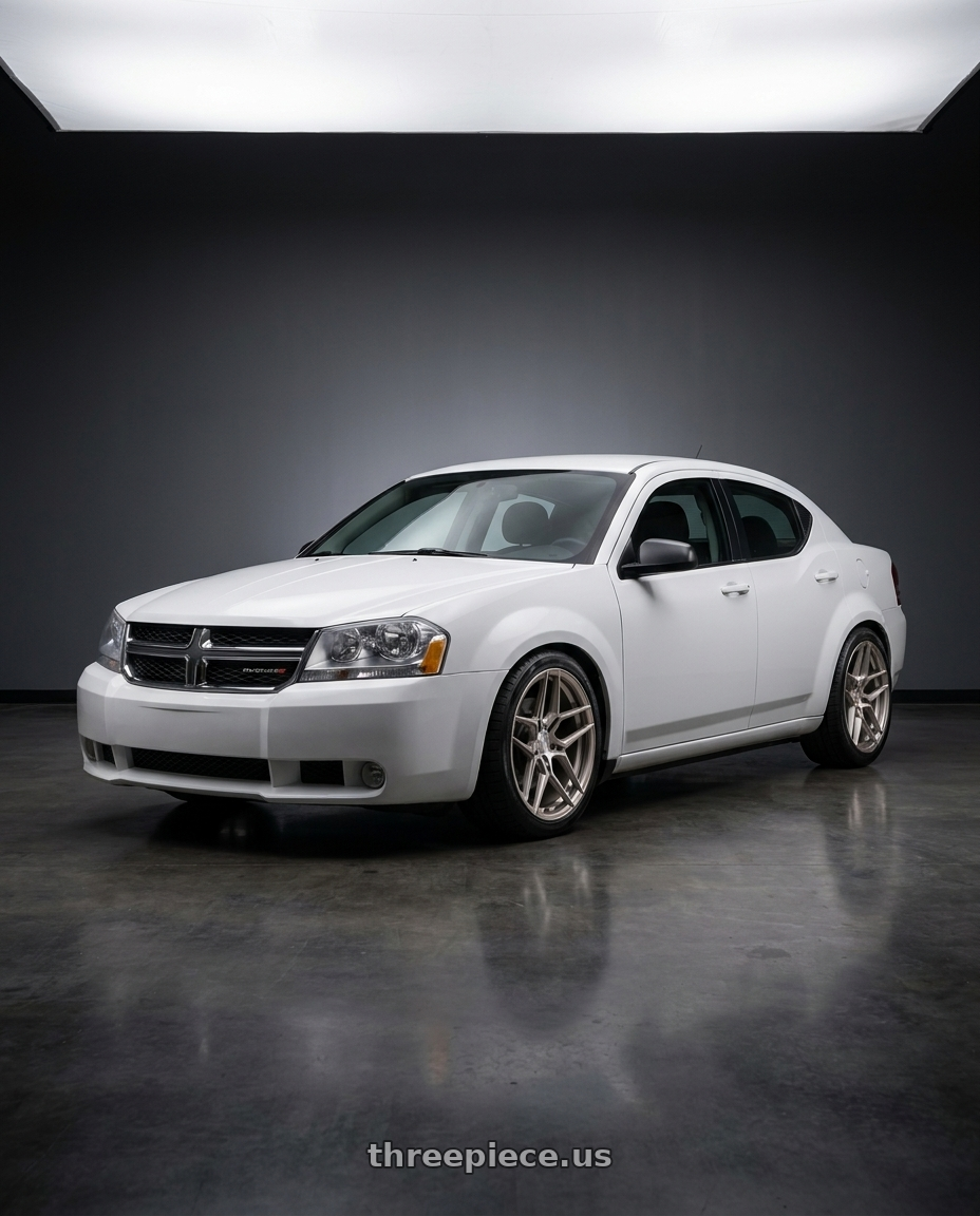 2011 Dodge Avenger with Rohana RFX11 5x114.3 19x8.5+35 Brushed Titanium wheels front three quarter view lowered stance