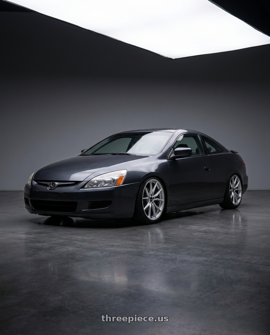 2006 Honda Accord Coupe with Advanti Racing 80S Hybris 5x114.3 19x8.5 +45 Silver with Machined Face wheels