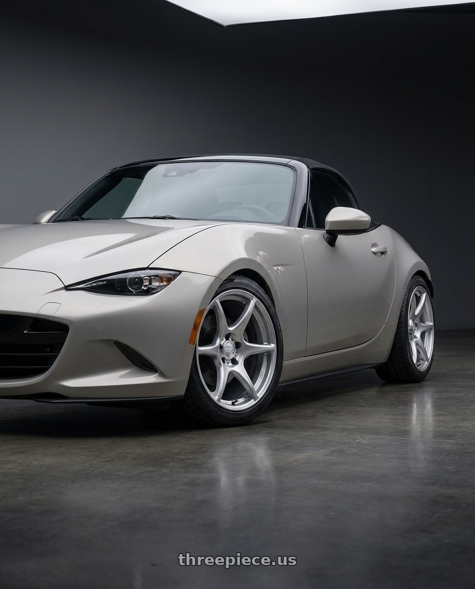 2021 Mazda MX-5 Miata ND with Kansei K11S Tandem 5x114.3 17x9 35 Hyper Silver wheels