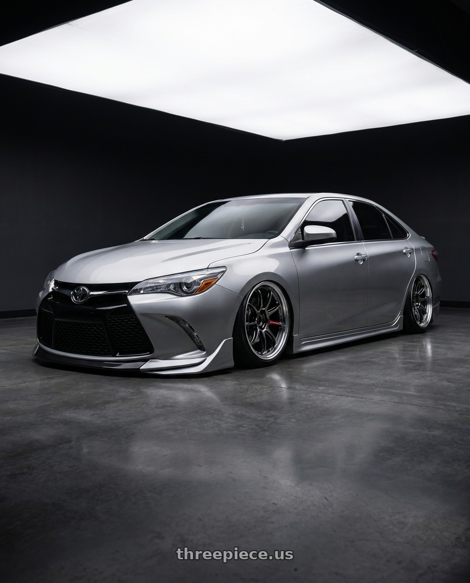 2017 toyota camry se with Work Emotion Zr10 5x120 18x8.5 +38 Glim Black Diamond Rim cut wheels