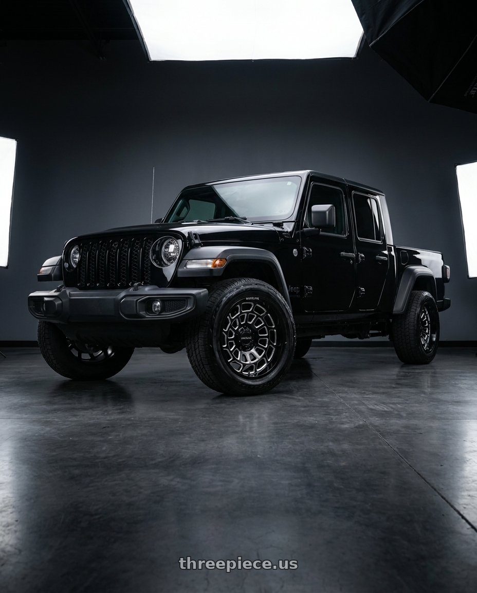 2021 jeep gladiator  with Raceline 955M Warp 5x127 22x12 -44 Satin Black and Milled wheels
