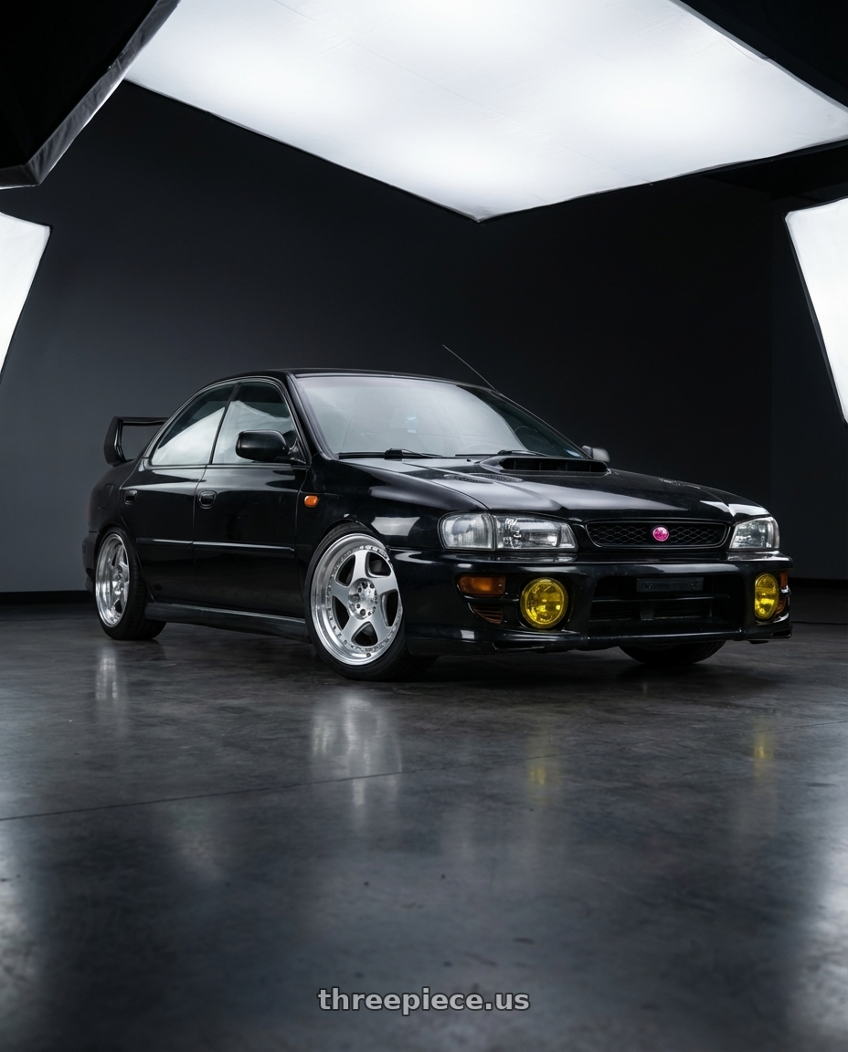 1998 Subaru Impreza GC8 with Aodhan AH01 5x100 / 5x114.3 17x9+25 Silver w/Machined Face wheels