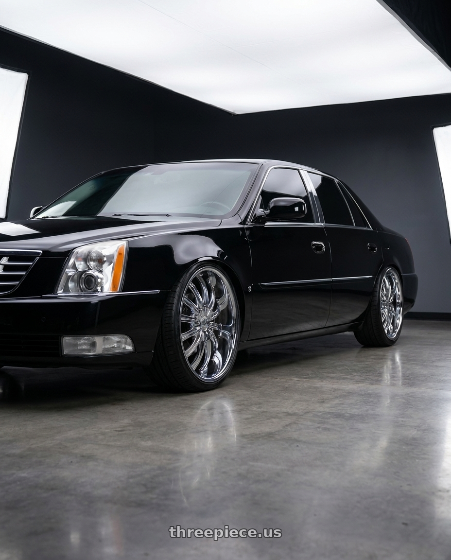 2009 cadillac dts platinum black with Strada FLAME 5x114.3 / 5x120 20x8.5 35MM Chrome wheels