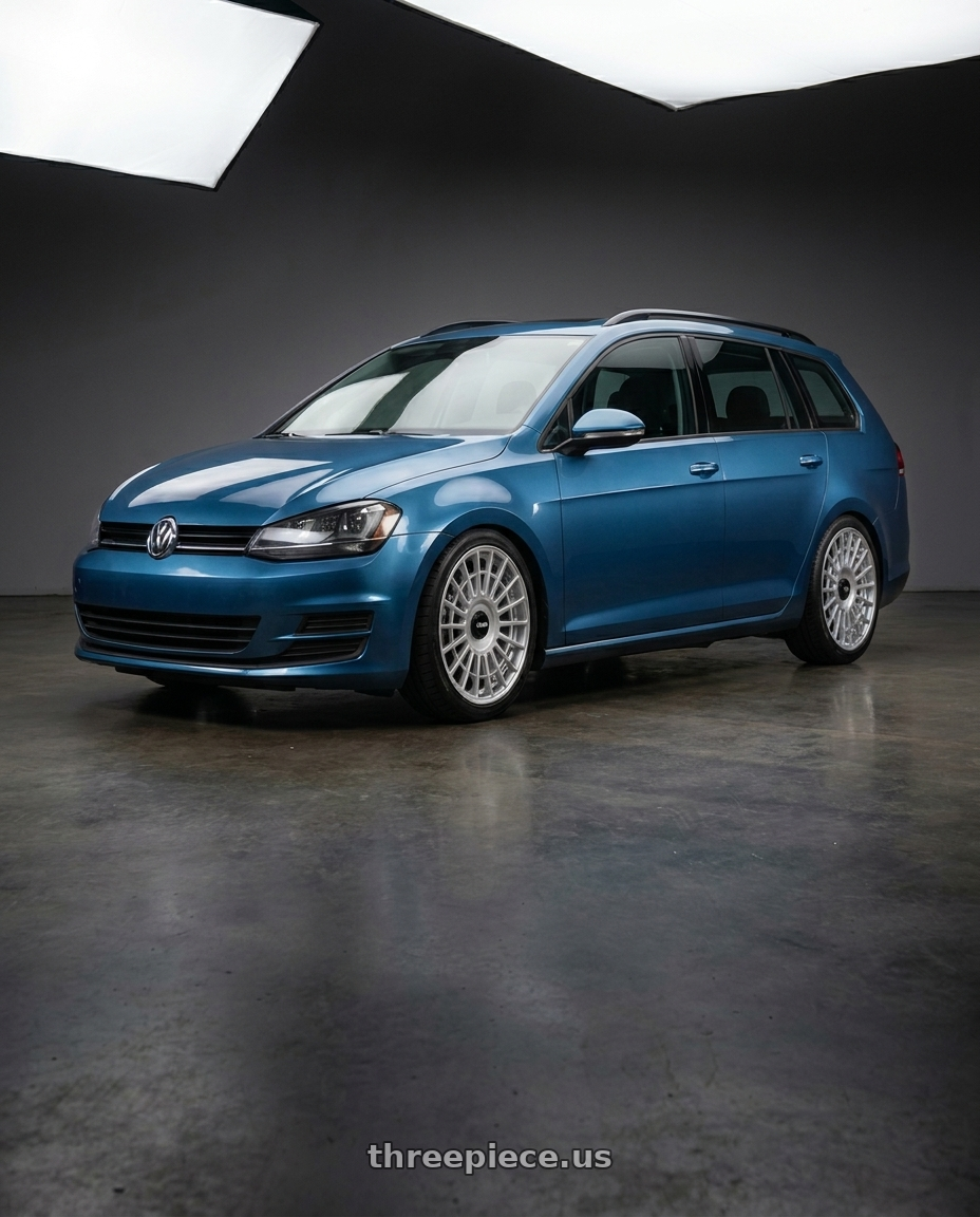 2016 Volkswagen Golf Sportwagon SE Silk Blue Metallic  with Rotiform 1PC R188 TUF-R 5X112/5X114.3 18X8.5 +45 SILVER wheels