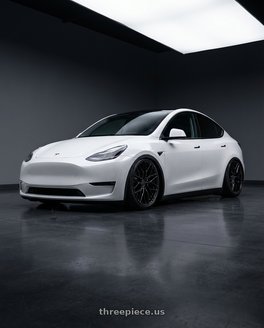 2024 Tesla Model Y with Avant Garde Wheels M520R 5X114.3 20x10 +35 Gloss Black wheels