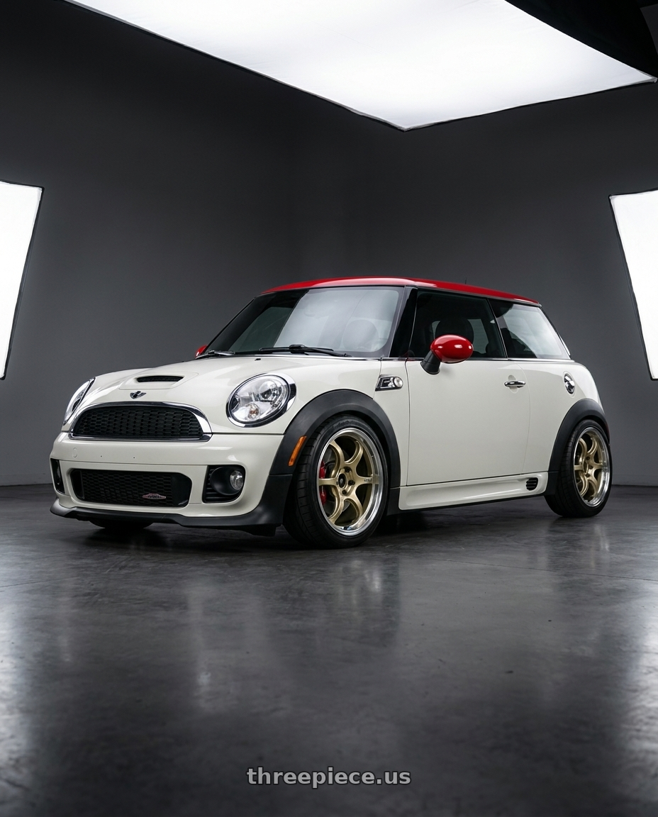 2013 mini cooper JCW with Advan Racing RG-D2 4x100 17x7.0 +42 MACHINING & CHAMPAGNE GOLD wheels