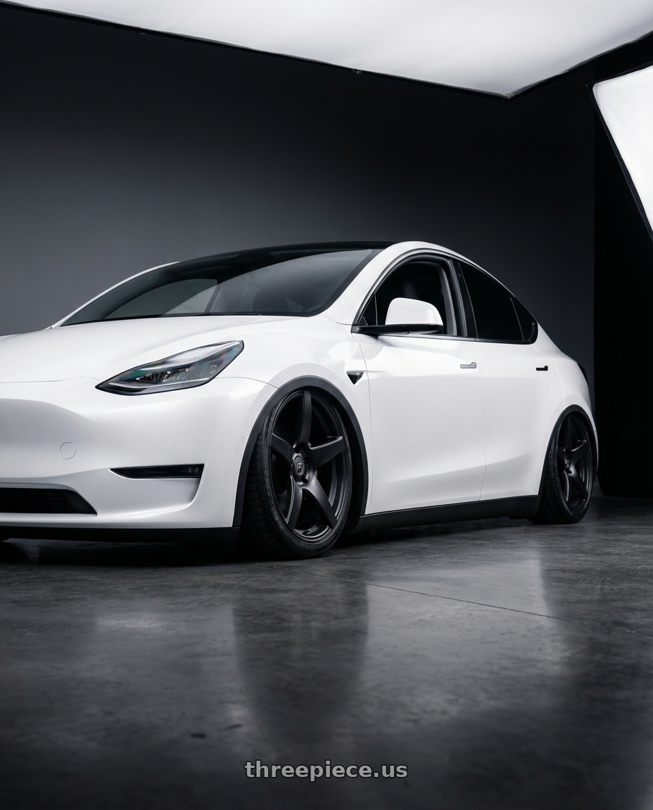 2024 Tesla Model Y with Forgestar CF5 5x114.3 20x9 +35 Satin Black wheels