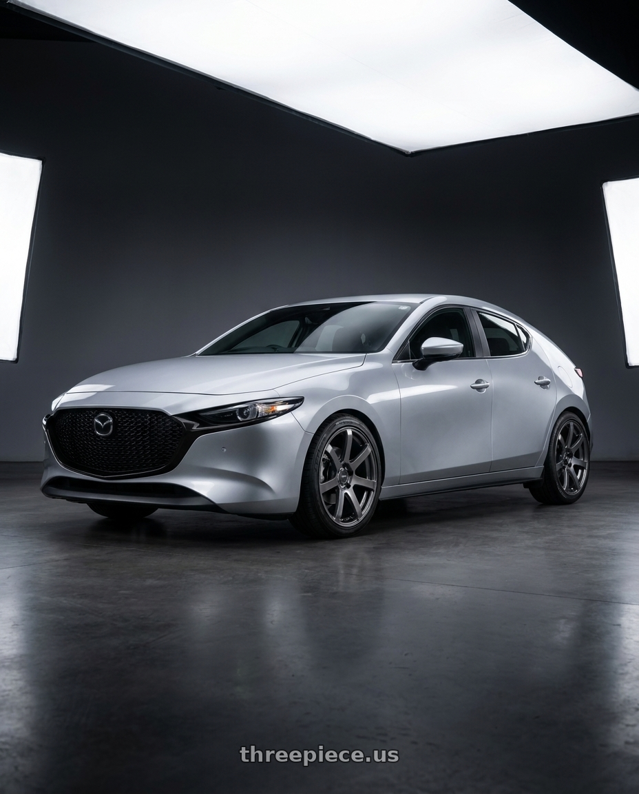 2022 mazda 3 with Enkei PF07 5x114.3 18x8+45 Dark Silver wheels