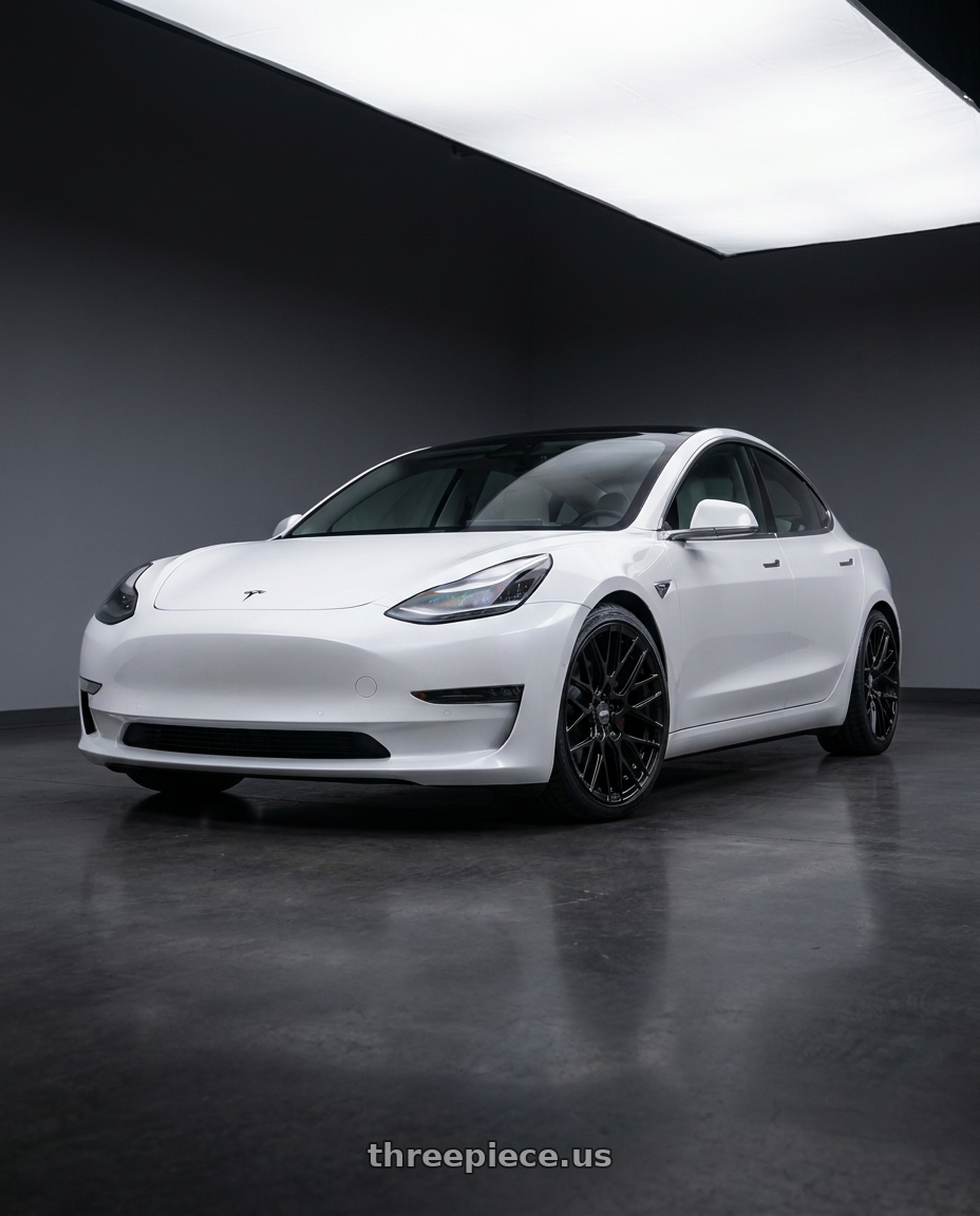 2022 Tesla 3 with ESR Wheels RF11 5x114.3 19x8.5 +30 Gloss Black wheels