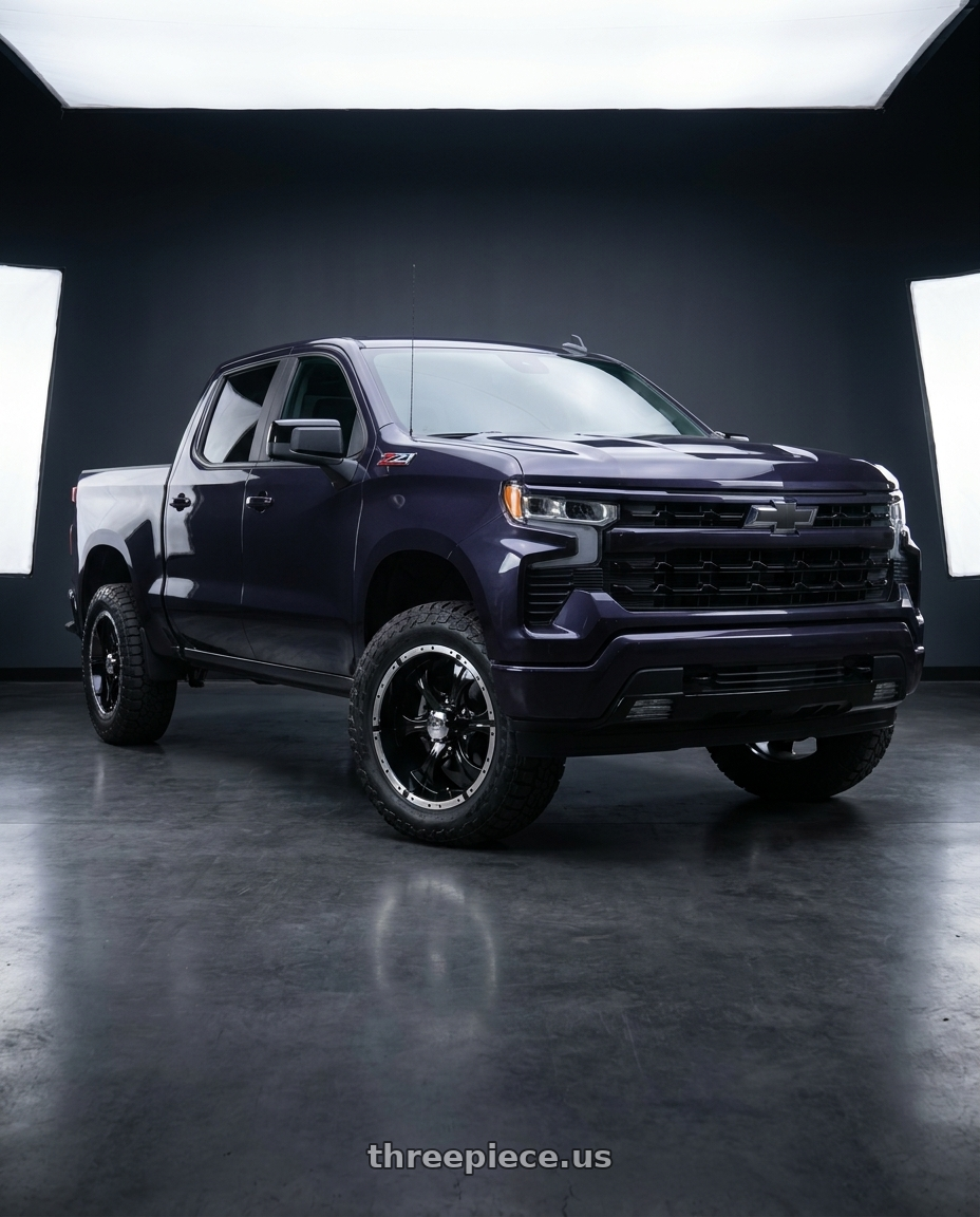 2023 Chevrolet Silverado 1500 with Helo HE791 MAXX 6X139.7 20X10 -12 GLOSS BLACK MACHINED wheels