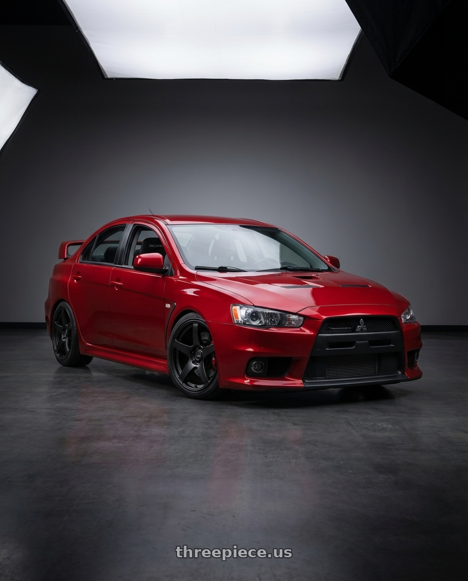 2012 Mitsubishi Lancer Evo X with Ssr Gtv01 5x114.3 18x8.5+40  FLAT BLACK wheels